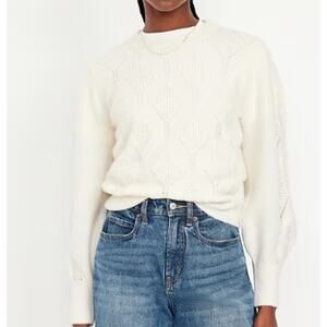 Old Navy Womens Creme De La Creme Pointelle White Sweater Top NEW Large